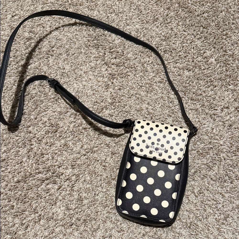 Kate Spade Black and Cream Polka Dot Crossbody Bag